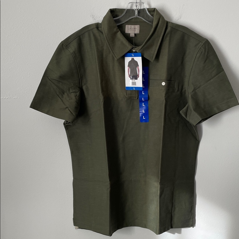 Jachs New York Men's Polo Knit Golf Shirt Color Olive, Size L /Z10